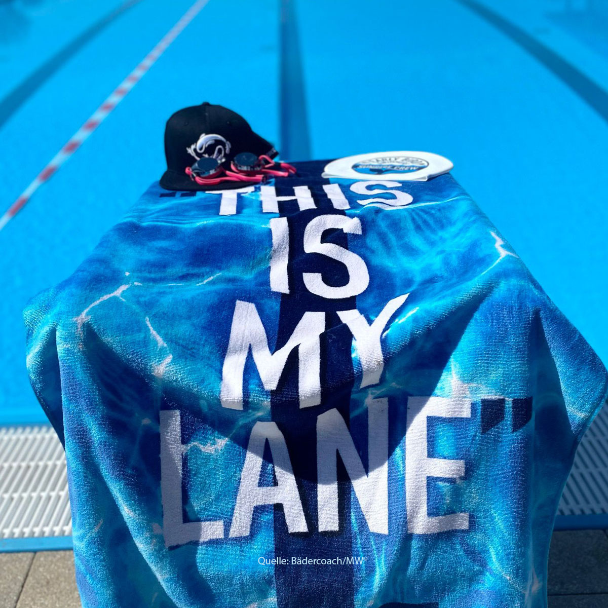 "This is my lane" Handtuch am Schwimmbecken